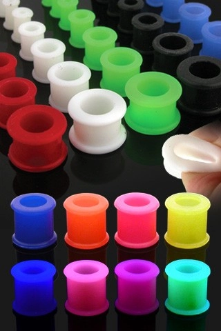 Rugalmas UV fültágító alagút - többféle színben - Vastagság: 8 mm, A piercing színe: Rózsaszín