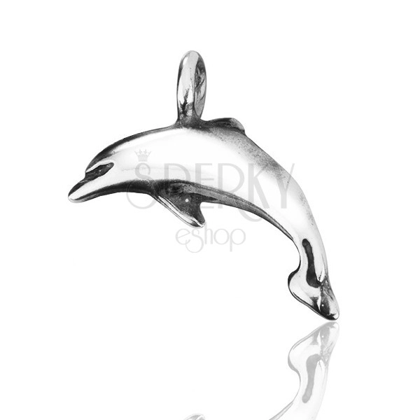 Sterling ezüst medál - fényes delfin patinával