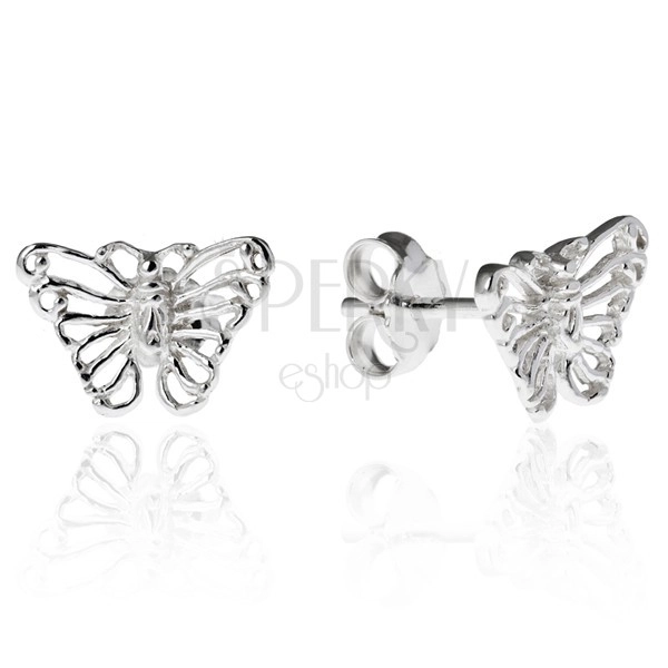 Stekkeres ezüst fülbevaló - filigrán pillangó