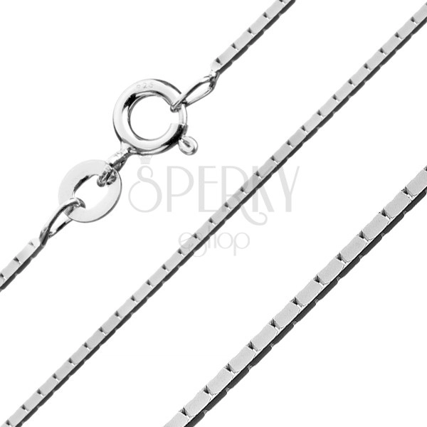 Négyszögletes ezüst nyaklánc - összekapcsolt téglalapok, 0,8 mm