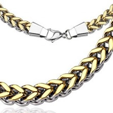 Masszív sebészeti acél nyaklánc - aranyszínű "V" minta