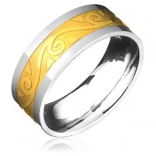 Gyűrű acélból - arany-ezüst, spirál és hullám motívum