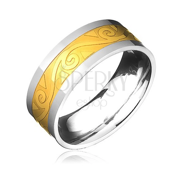 Gyűrű acélból - arany-ezüst, spirál és hullám motívum