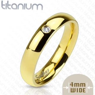 Titánium gyűrű arany színű cirkóniával, 4 mm - Nagyság: 57