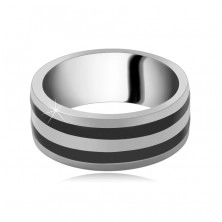 Ezüst karikagyűrű - két fekete sáv