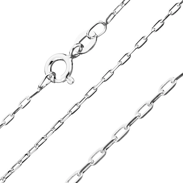 925 ezüst nyaklánc - téglalap alakú láncszemek, 1,4 mm