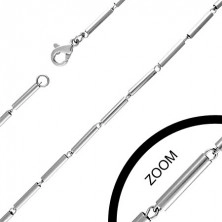 Sebészeti acélból készült nyaklánc - vékony, ezüst hengerek
