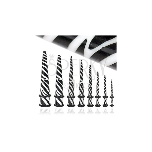 Taper UV akrilból - zebra mintázat, két fekete gumi