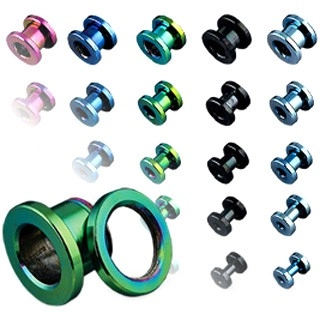 Titánium alagút - anodizált, színes, csavarzár - Vastagság: 16 mm, A piercing színe: Zöld