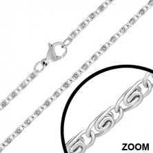 Fényes acél nyaklánc csavart láncszemekből, 3 mm