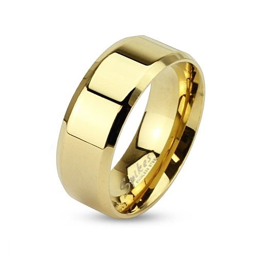 Karikagyűrű acélból hasított peremmel, arany színű, 8 mm - Nagyság: 73