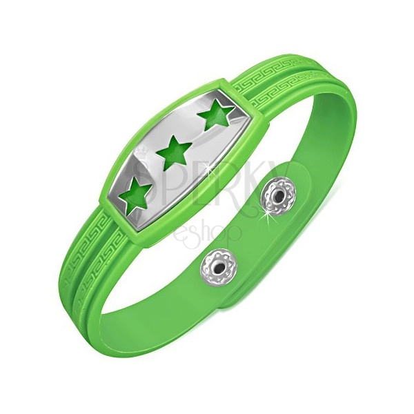 Zöld gumikarkötő - tábla csillagokkal, görög sorminta