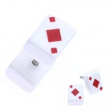 Hamis akril plug fülbe - játék kártya, piros káró