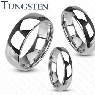 Volfrám gyűrű - sima, fényes, ezüst színű karika gyűrű - Szélesség: 6 mm, Nagyság: 61