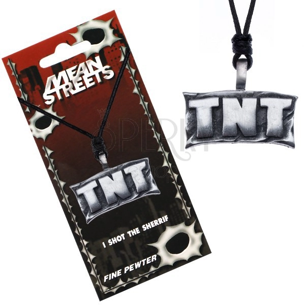 Madzagos nyaklánc, medál fémből - tábla "TNT" felirattal