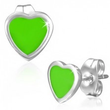 Zöld színű fülbevaló sebészeti acélból, zománcozott felület