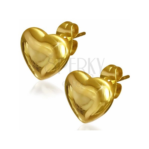 Arany színű fülbevaló sebészeti acélból - fényes gömbölyített szív