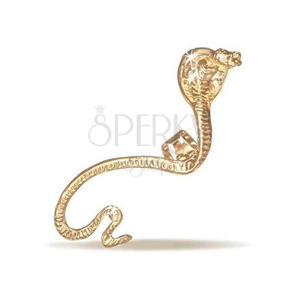 Arany színű fém fülbevaló, bal fülbe, hullámzó mérges kígyó