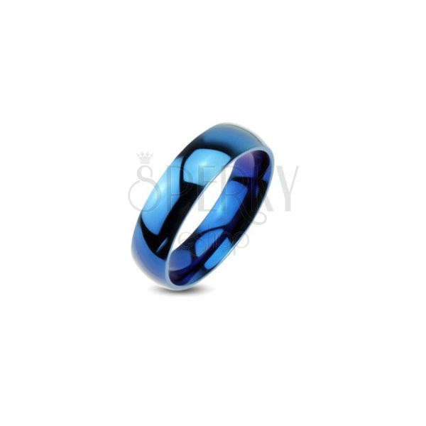 Kék színű fém gyűrű - sima karika tükörfény ragyogással