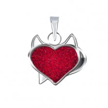 Medál 925 ezüstből piros színű kalóz szívvel és cirkóniákkal