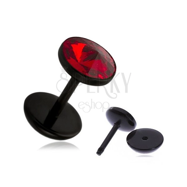 Fake plug a fülbe - akrilból, piros színű, csiszolt cirkónia