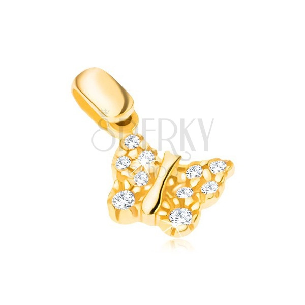Medál 14K aranyból - pillangó mintázott szárnyakkal és kövekkel