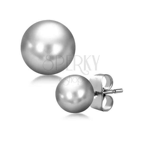 Fülbevaló - fényes ezüst színű golyó sebészeti acélból