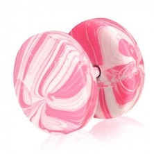 Kerek hamis plug fülbe acélból - fehér-rózsaszín márvány