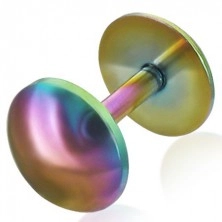 Fake piercing fülbe anodizált acélból, szivárvány színben