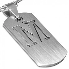 Medál sebészeti acélból - tábla "M" betűvel, kétrészes