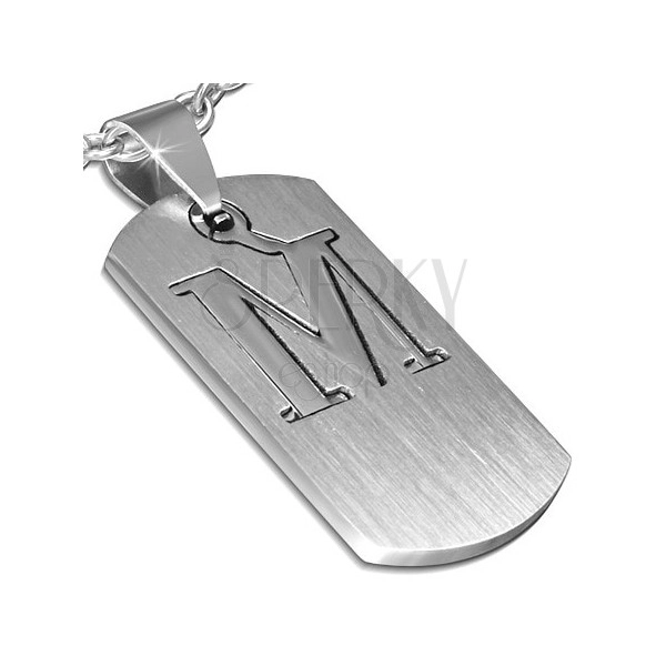 Medál sebészeti acélból - tábla "M" betűvel, kétrészes