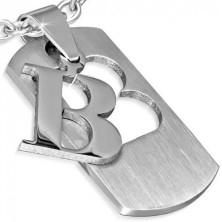 Medál acélból - kétrészes tábla "B" betűvel