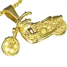 Acél medál arany színben, 3D-s motorbicikli