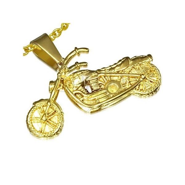 Acél medál arany színben, 3D-s motorbicikli