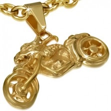 Arany színű sebészeti acél medál, motorbicikli, sárkány