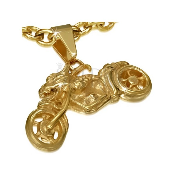 Arany színű sebészeti acél medál, motorbicikli, sárkány