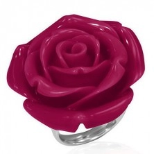 Sebészeti acél gyűrű piros rózsával