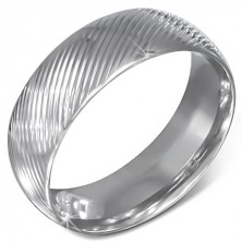 Ezüst színű acél karika gyűrű ferde bemetszésekkel