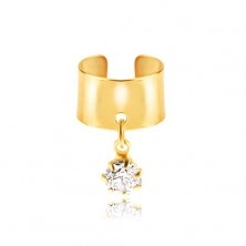Hamis fülpiercing fémből - arany színű karika, átlátszó cirkónia