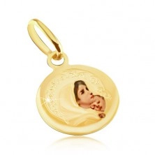 Arany medál - kerek tábla, Szűz Mária, átlátszó fénymáz