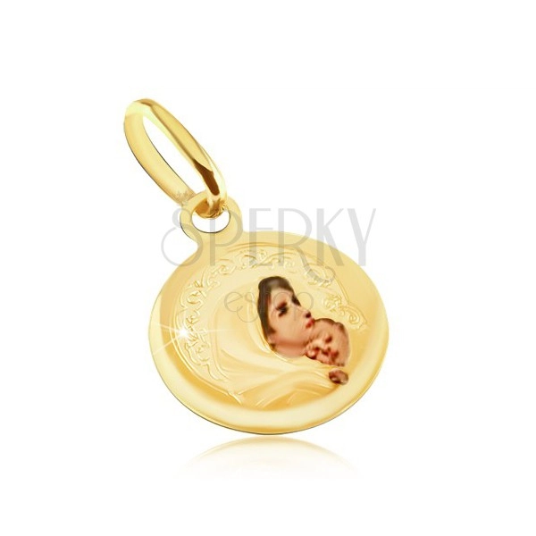 Arany medál - kerek tábla, Szűz Mária, átlátszó fénymáz
