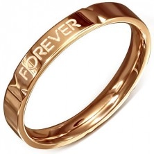 Aranyrózsaszín gyűrű - acél, "Forever Love"