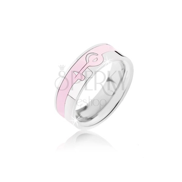 Ezüst-rózsaszín acél gyűrű - női szimbólum