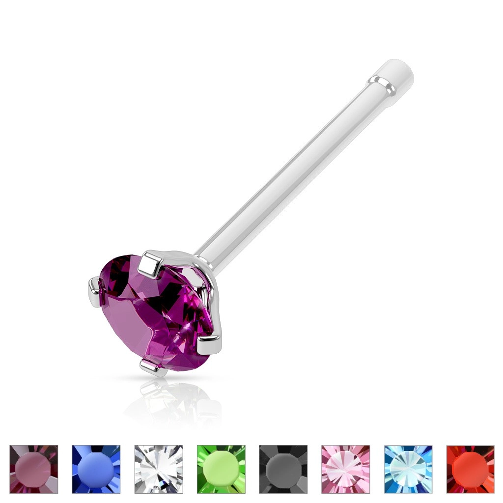 Orr piercing sebészeti acélból - egyenes súlyzó, kerek cirkónia különböző színekben - A piercing vastagsága: 1 mm, A cirkónia színe: Aquakék - Q