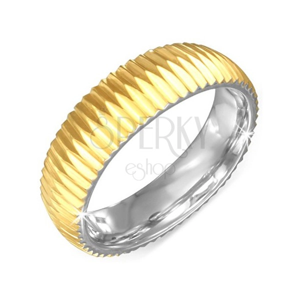 Arany színű gyűrű sebészeti acélból - recés