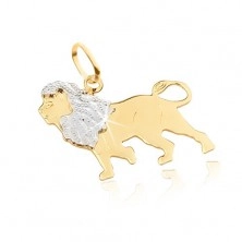 Arany medál - lapos fényes lépkedő oroszlán, kétszínű, gravírozott