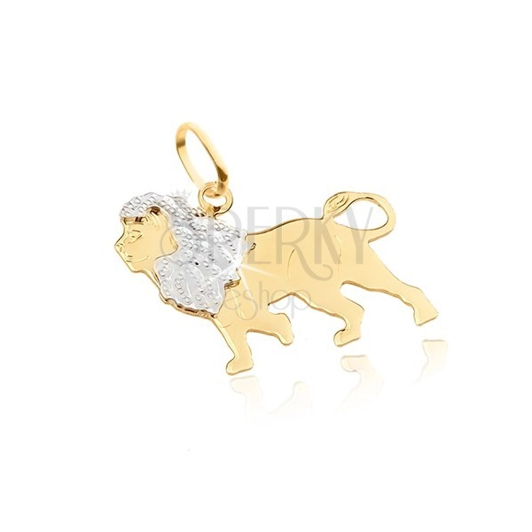 Arany medál - lapos fényes lépkedő oroszlán, kétszínű, gravírozott