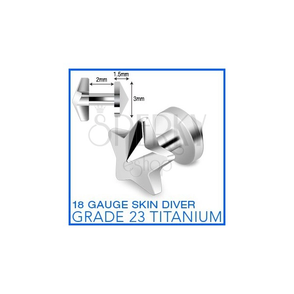 Titánium implantátum a bőr alá "skin diver", csillaggal