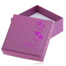 Lila-rózsaszín dobozka fülbevalóra, fényes ciklámen rózsa