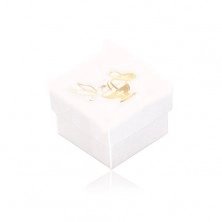 Fehér színű ajándékdobozka, arany galamb, kehely és korsó